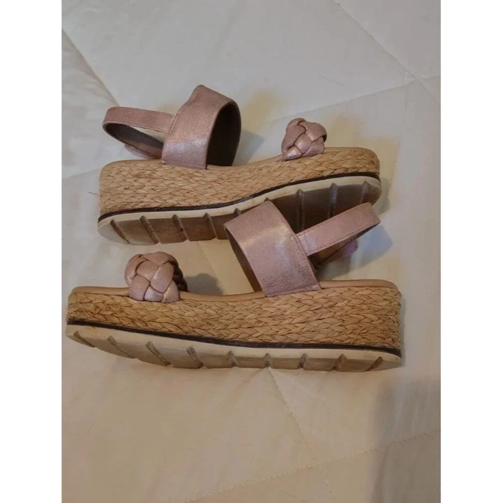 Dolce Vita Girls Venti Rose Gold Metallic Braided Platform Wedge Sandals Size 3